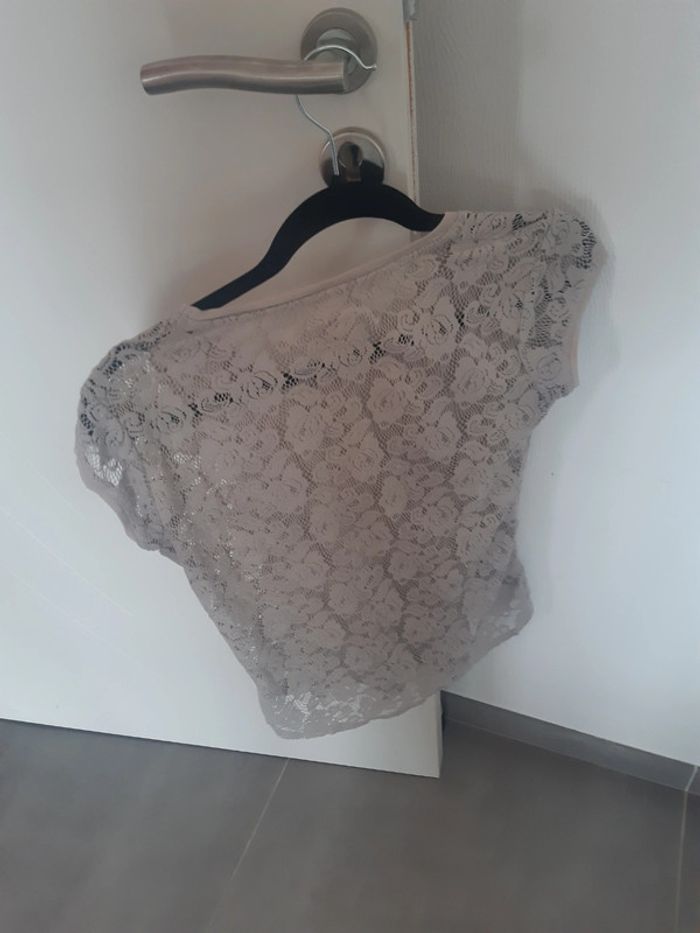 T-shirt Zara dentelle beige - photo numéro 5