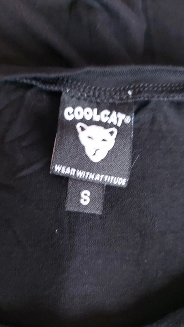 T-shirt noir et blanc - long et fin / coolcat / taille S - photo numéro 10