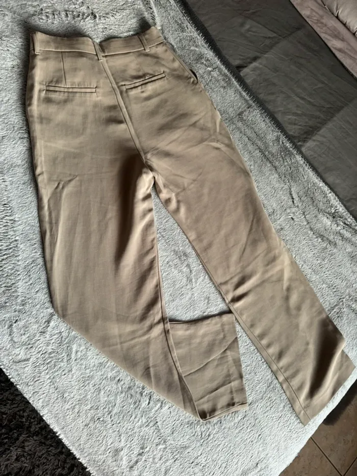 Pantalon droit kaki beige Zara - photo numéro 3