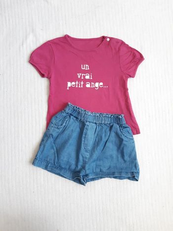 Tenue tee shirt et short 18/24 mois