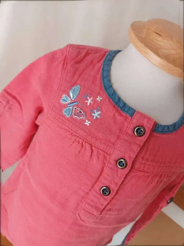 Blouse manches longues coton Baby Club fille 6 mois - photo numéro 2