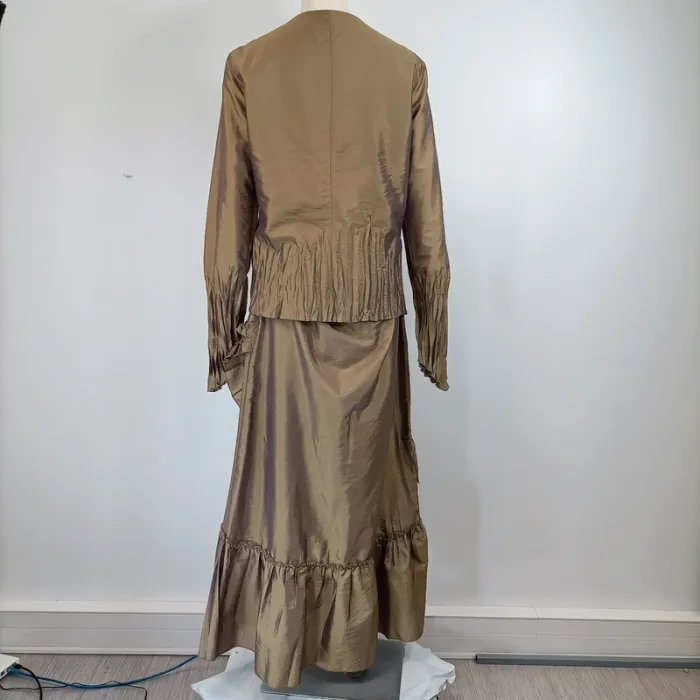 Ensemble tailleur jupe longue à volants Vert irisé violet - Florence Korn pour ECRU - Taille 46 A053 - photo numéro 4