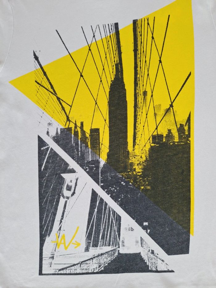 T-shirt manches courtes IKKS 12 ans blanc motif noir et jaunne - photo numéro 2