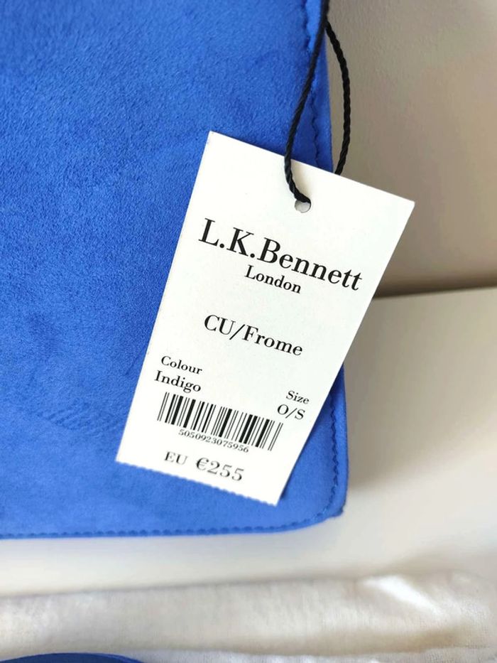 Sac à main LK Bennett pochette en cuir suède Blue Indigo - NEUF - photo numéro 3