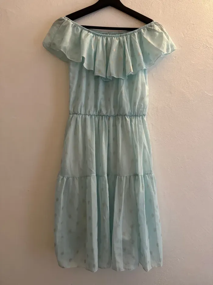 Lot deux robes été 20 e turquoise et saumon fill or - photo numéro 5