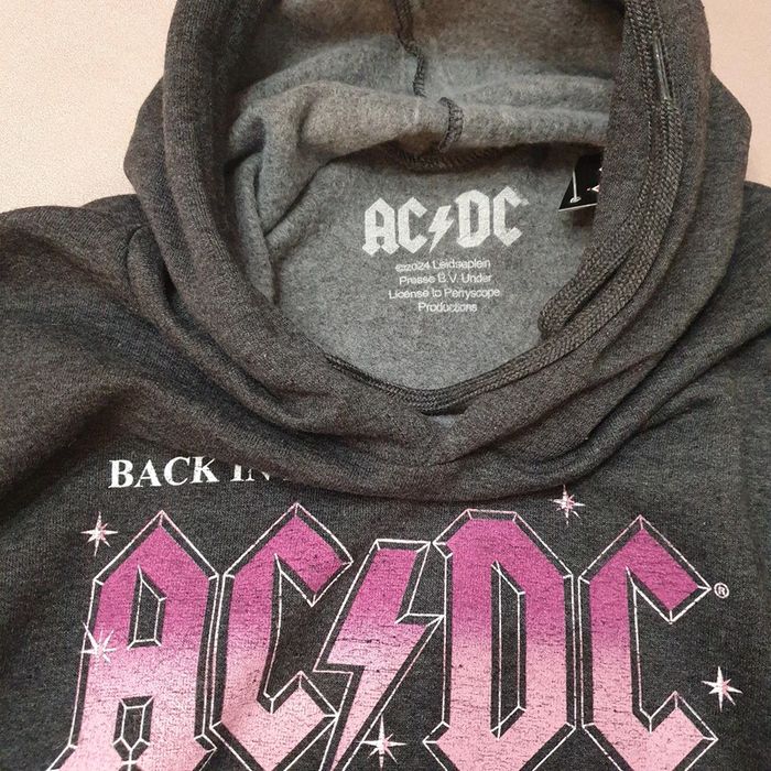 Sweat-shirt AC/DC gris taille L avec capuche et poche centrale - photo numéro 8