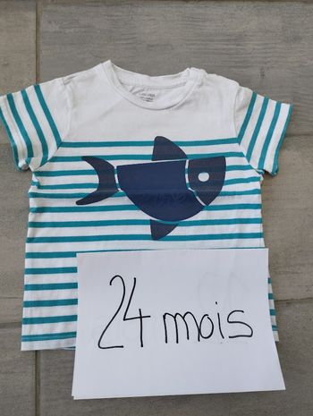 Lot N° 552 T-shirt bébé fille 24 mois Obaïbi
