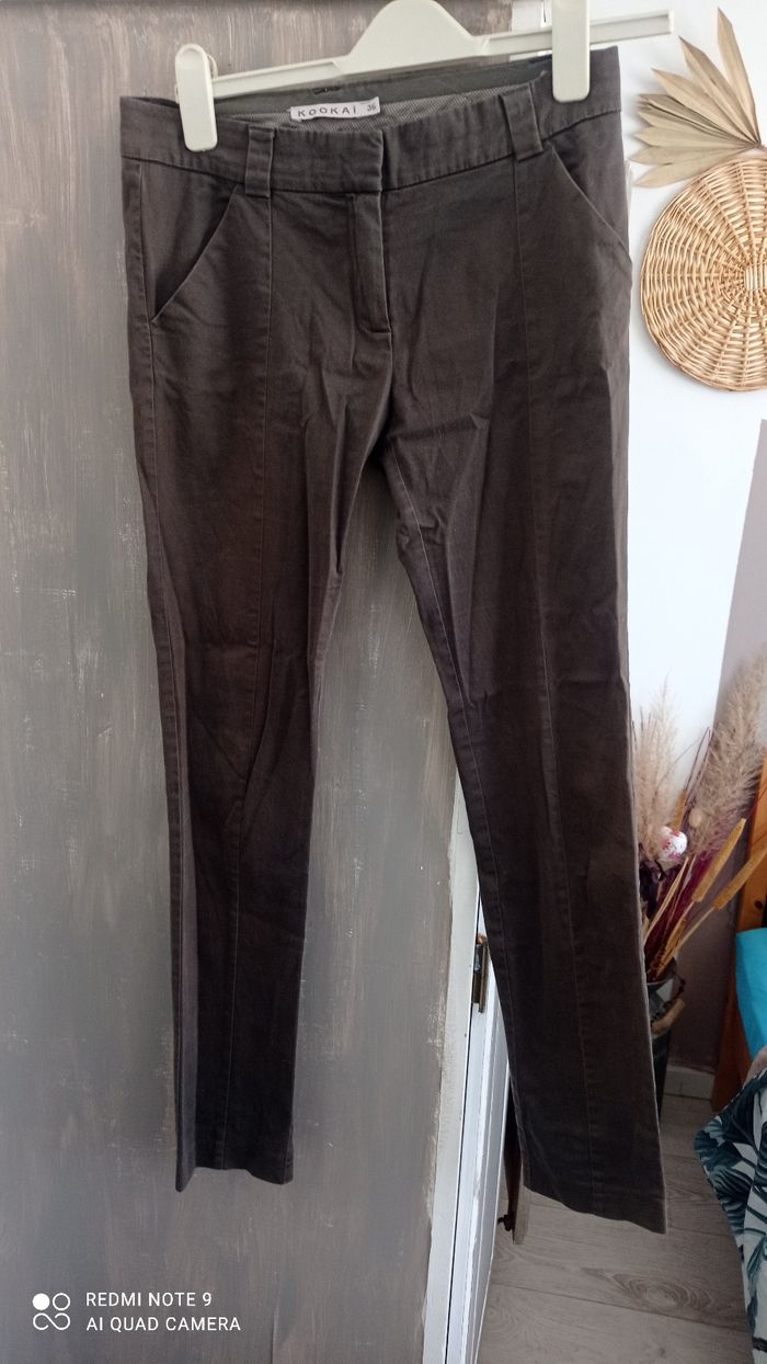 Pantalon droit Kookaï marron, coupe ajustée taille 36