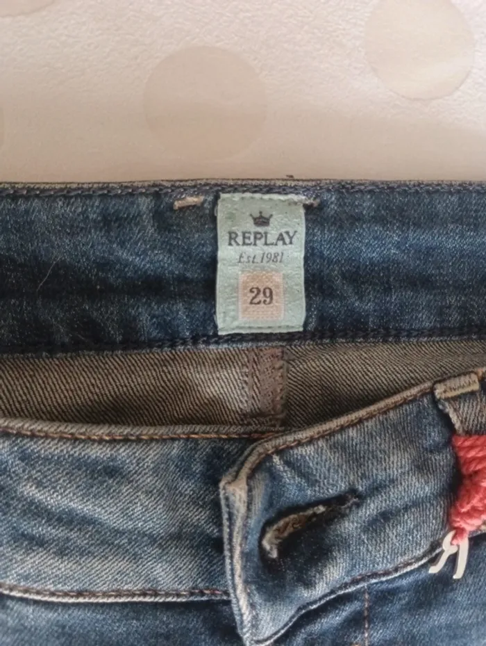 Pantalon jeans court femme Replay taille 40 coupe droite rétro vintage - photo numéro 5
