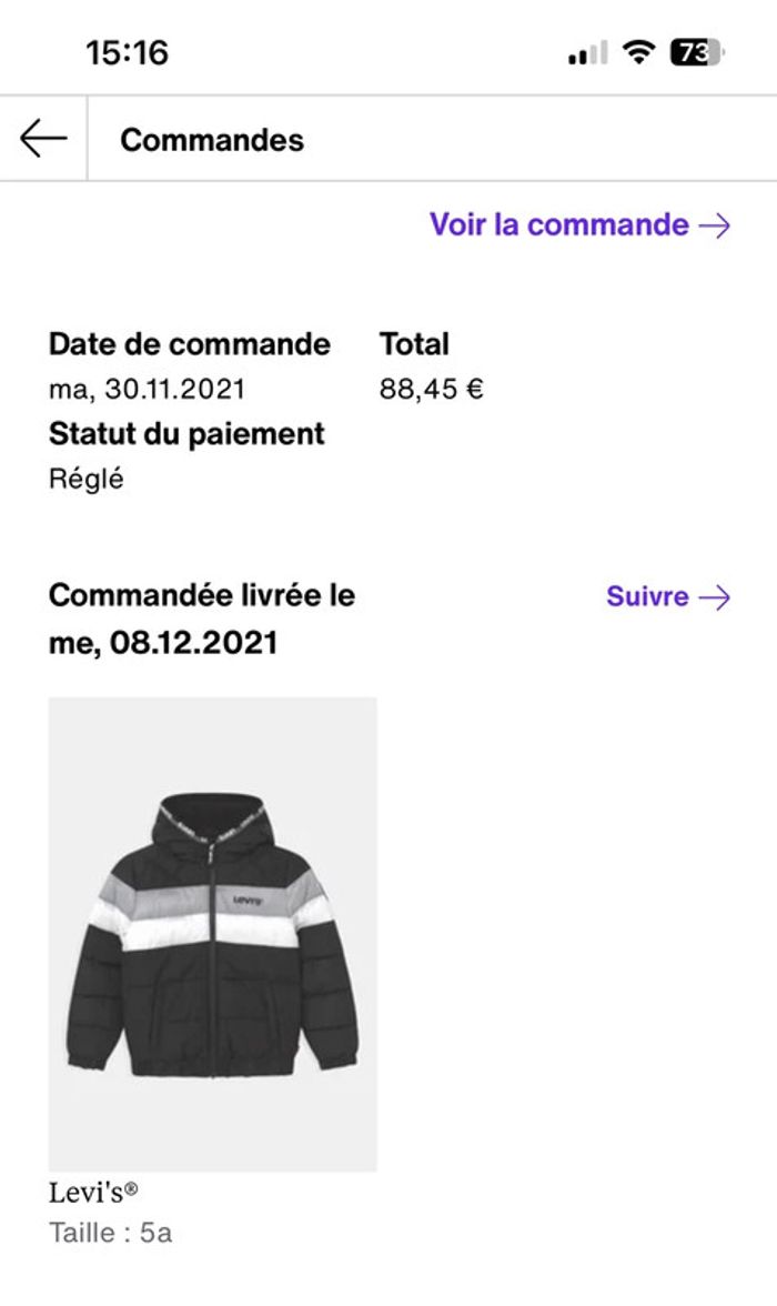 Manteau levi’s taille 5 ans - photo numéro 4