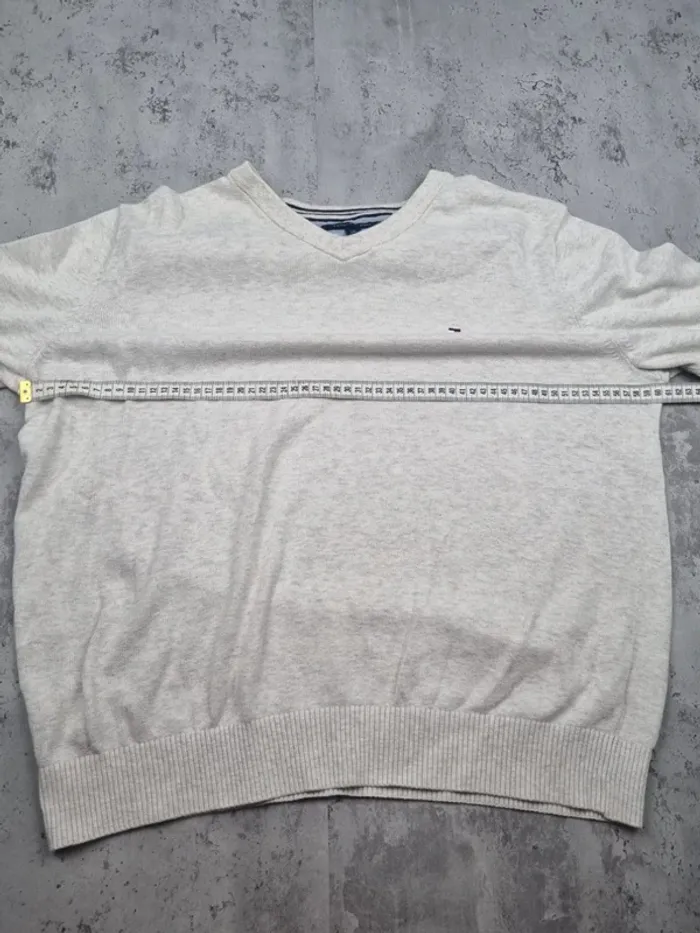 Pull col V Tommy Hilfiger gris clair, L Hommes - photo numéro 6