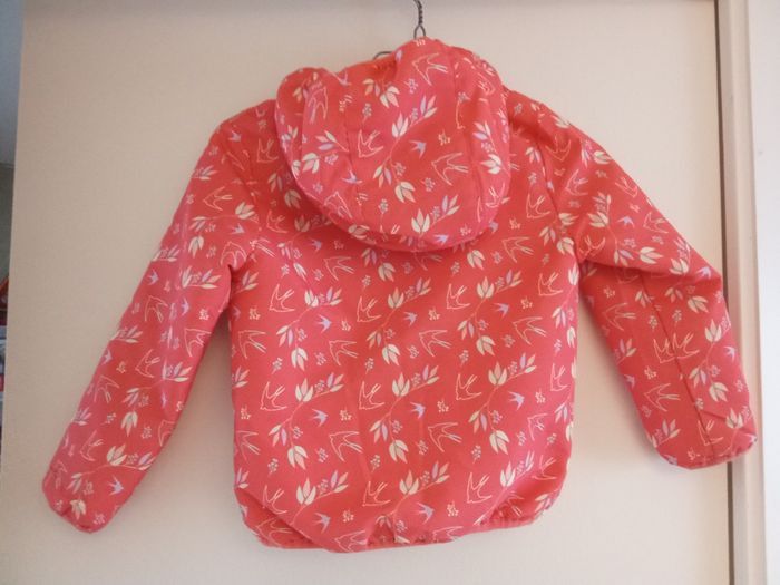 Veste, parka mi saison fille rose motif blanc arque tissaia 5 ans - photo numéro 2