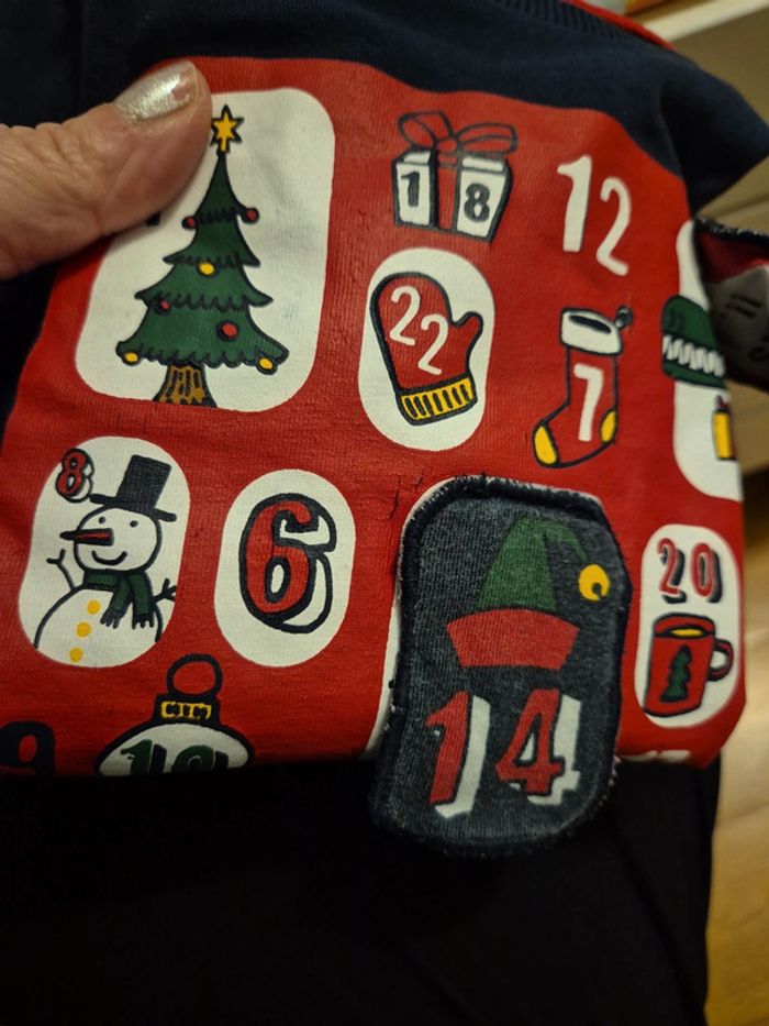 Tee-shirt marine calendrier de l avent taille 5 ans - photo numéro 4