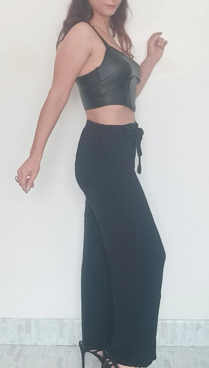 Pantalon fluide jambes larges noir taille 40 - photo numéro 6