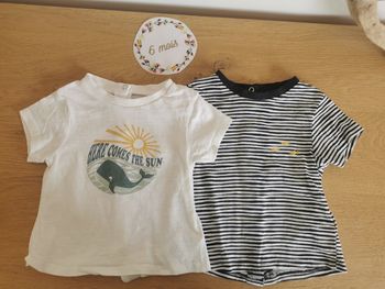 Lot de 2 t-shirt manches courtes bébé garçon 6mois verbaudet neuf sans étiquette