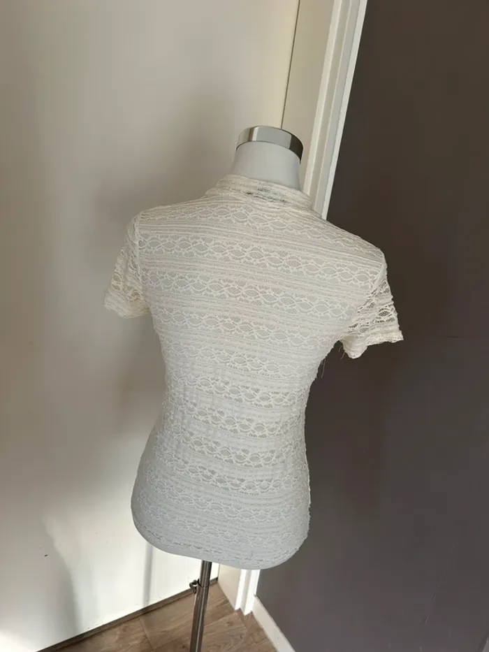 Morgan haut top blouse dentelle écru taille L/40 - photo numéro 3