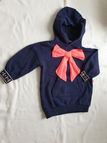 Robe pull bleu marine à nœud rose fluo - 3A - Billieblush
