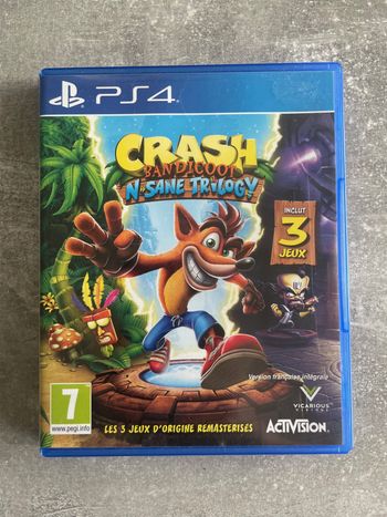 Jeu pour Sony PS4, Crash bandicoot N sane trilogy en français.