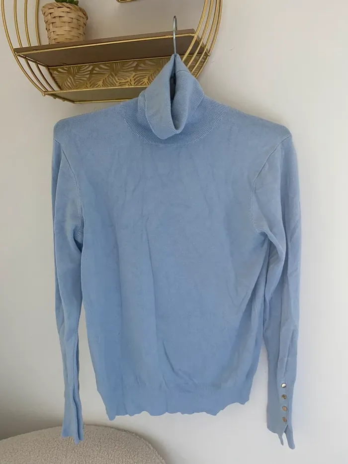 Pull Col roulé Zara Bleu ciel