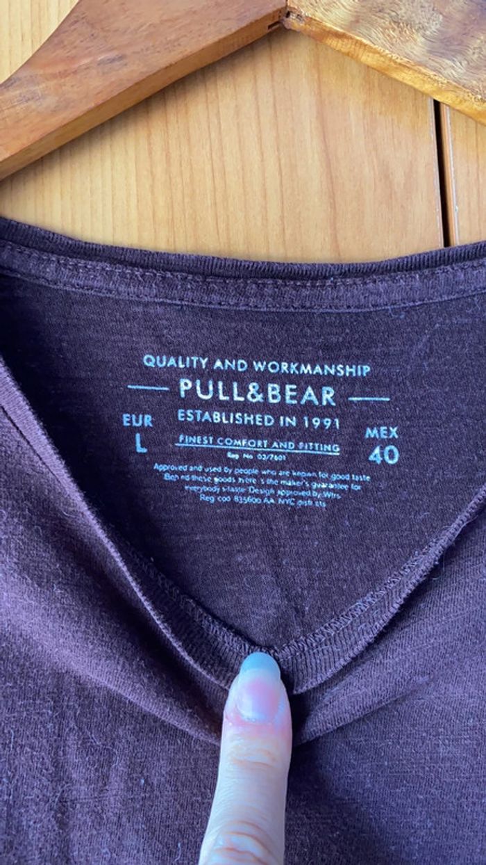 Tee-shirt uni marron Pull&Bear L - photo numéro 3