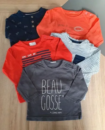 Lot de 5 tee-shirts manche longue 3 mois