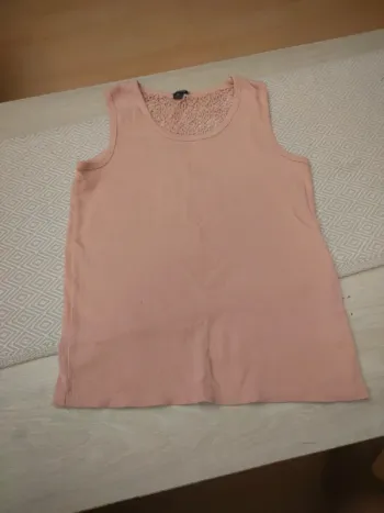 Débardeur côtelé dos dentelle vieux rose 10 ans kiabi