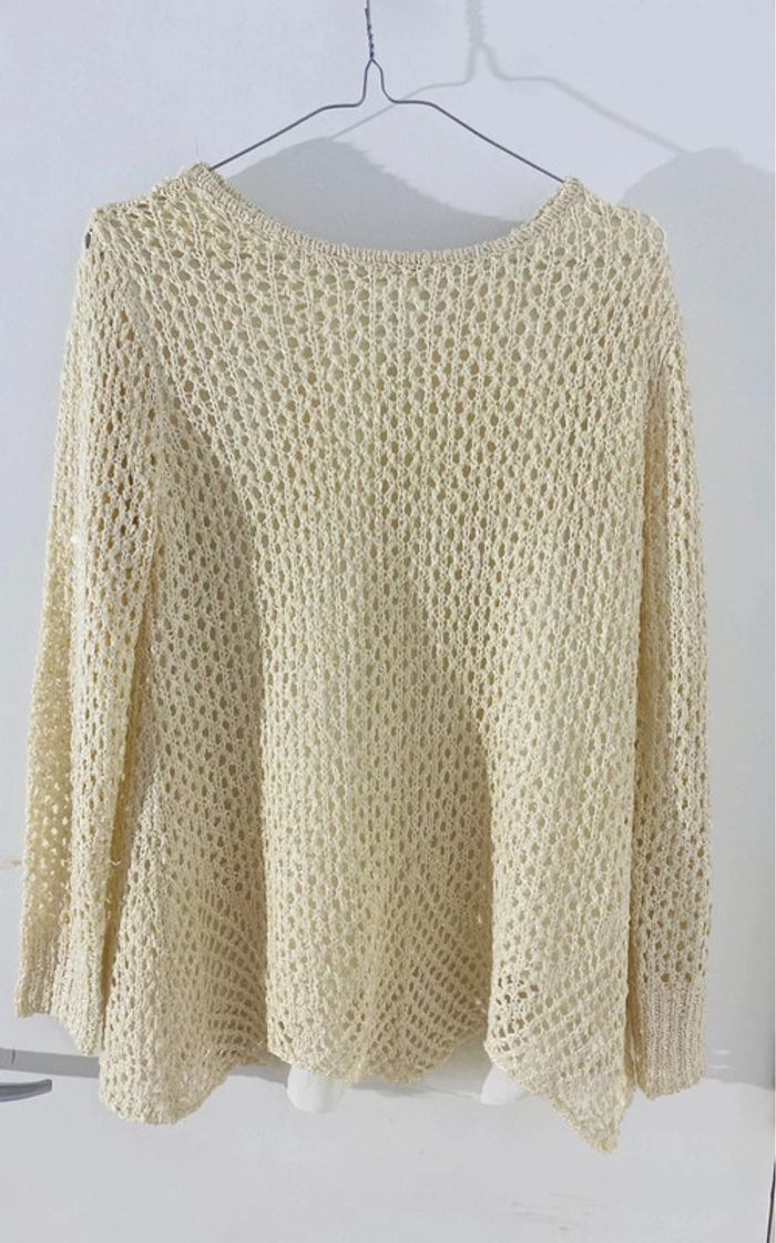 Pull blanc avec lisere dore M - photo numéro 6