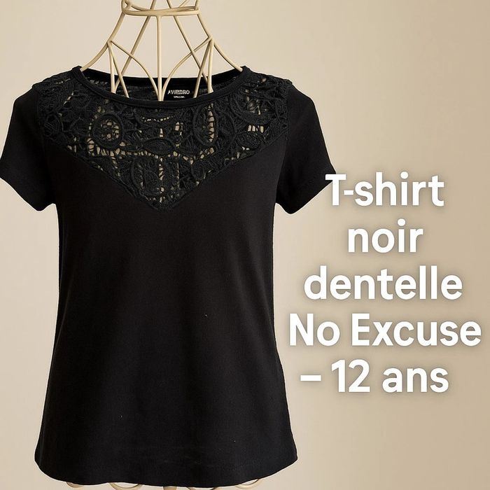 T-shirt noir dentelle No Excuse – 12 ans