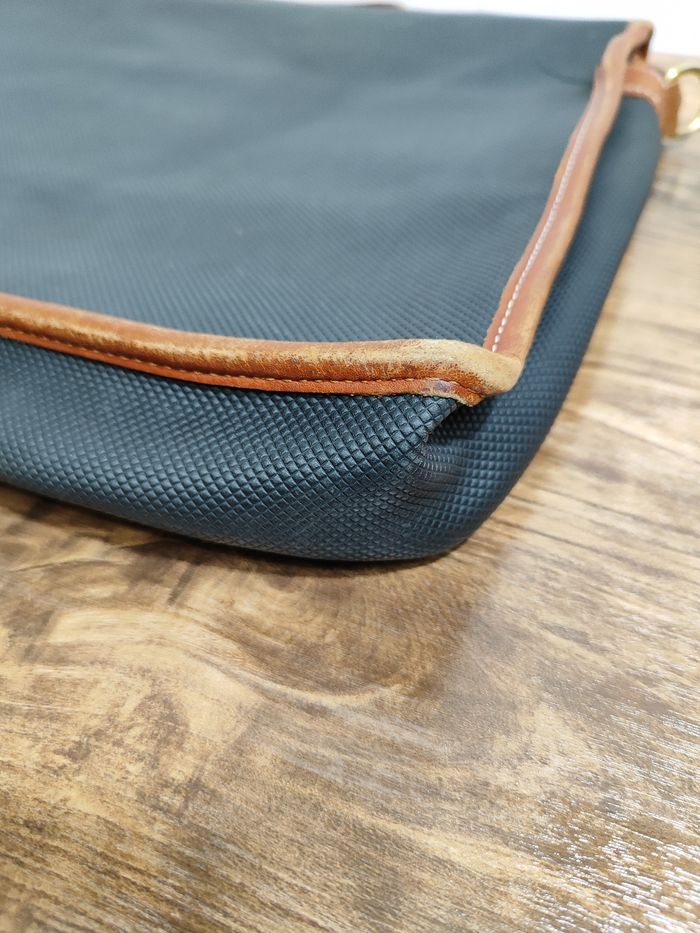 Malette porte document Longchamp vintage en cuir noir et marron - photo numéro 6