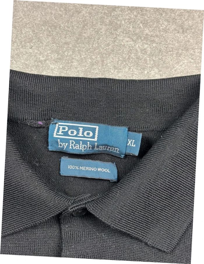 Pull sweat Ralph Lauren avec bouton noir logo violet en laine - photo numéro 5