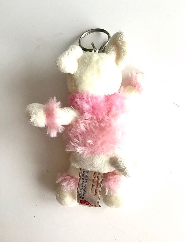 Porte clés peluche cochon crème et rose - photo numéro 2