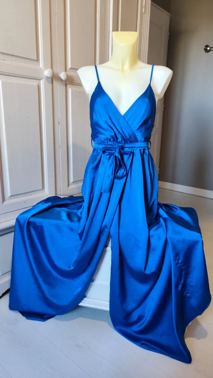 Robe de soirée satin bleu royal T36 - photo numéro 4