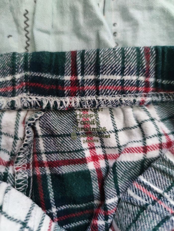 Pantalon pyjama velours écossais T.24 mois - photo numéro 2
