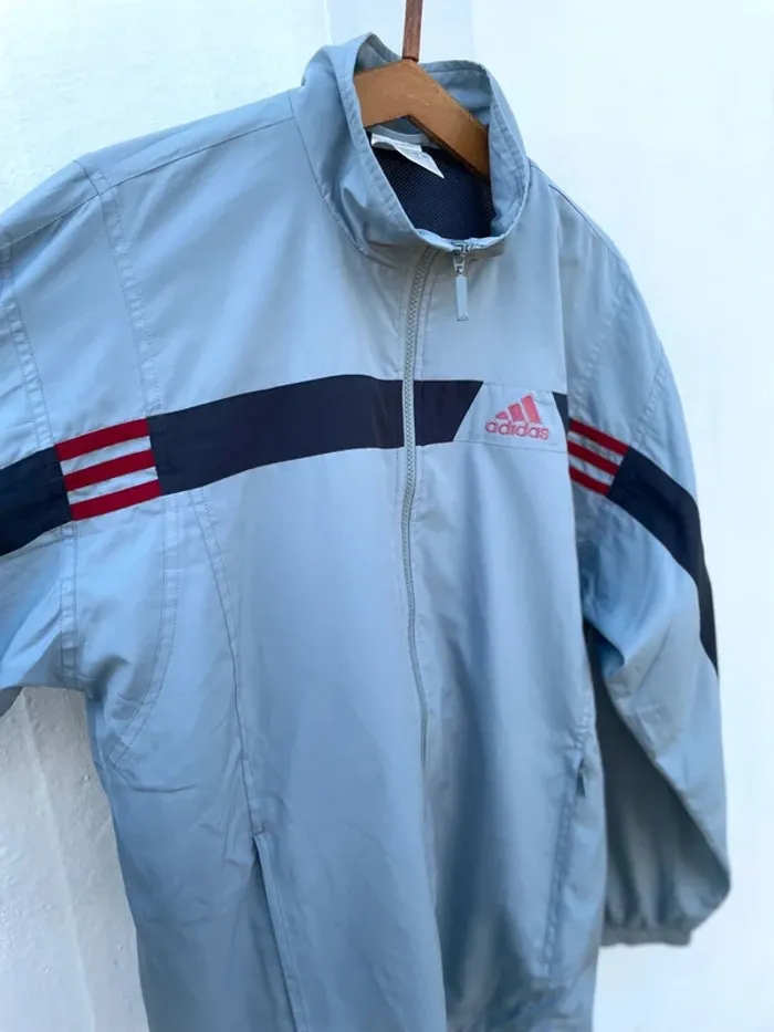 Adidas grey pink track jacket windbreaker Veste coupe-vent Mens Size XL - photo numéro 5
