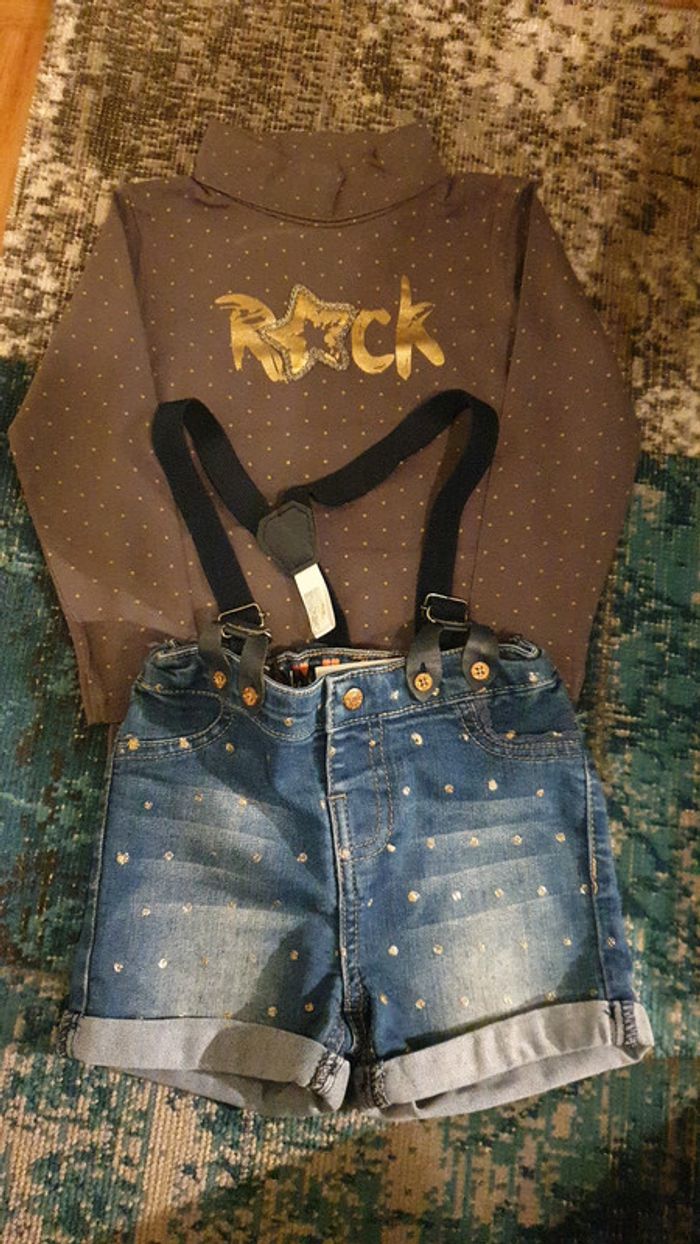 Short en jeans a bretelle 3 ans LH - photo numéro 5