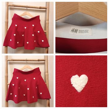 Jupe patineuse rouge avec cœurs blancs H&M 8 / 10 ans