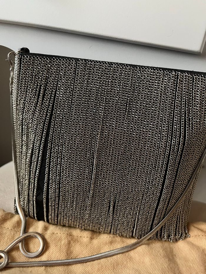 Pochette/sac soirée chaînettes argenté brillante Manoukian TBE 💎 - photo numéro 5