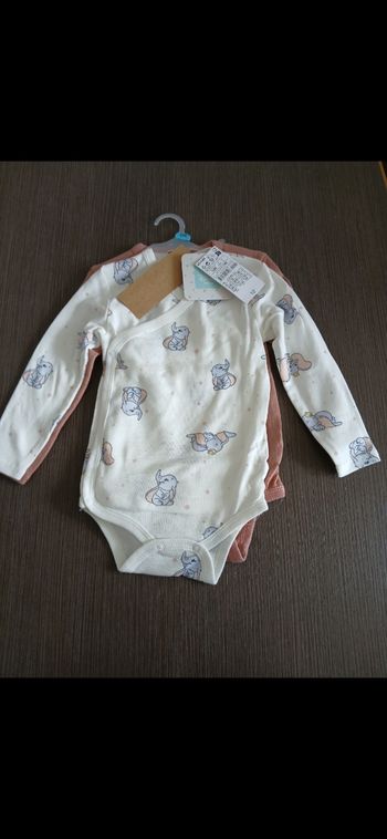 lot de deux bodies fille dumbo disney 12 mois