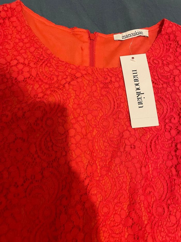 Robe d’été ou événement corail en dentelle Manoukian taille 1 - photo numéro 3