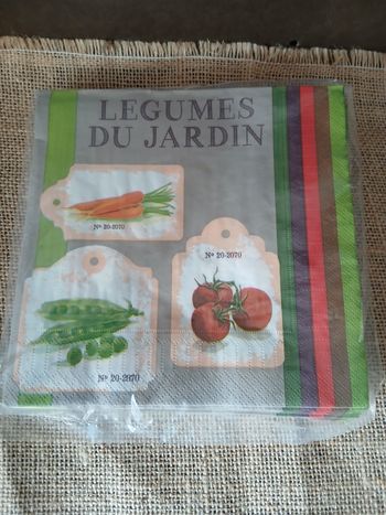 17 serviettes en papier légumes du jardin