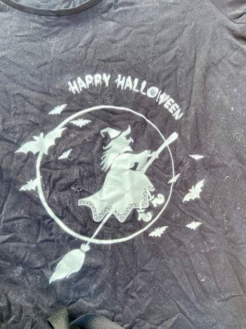 T-shirt noir et blanc Halloween sorcière 34/36