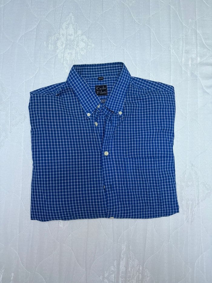 Chemise à  carreaux bleu marine Carlo Filati Taille 43/44