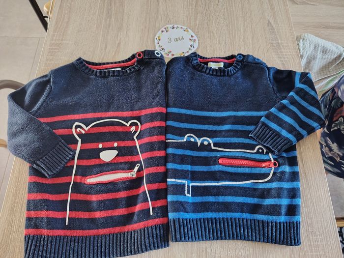 Lot de 2 pulls en coton 3 ans Vertbaudet tbe
