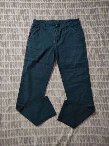 Jeans Pantalon droit ajusté à pinces bleu vert stretch One step taille 38
