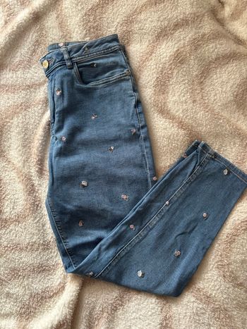 Jean broderies fleurs 