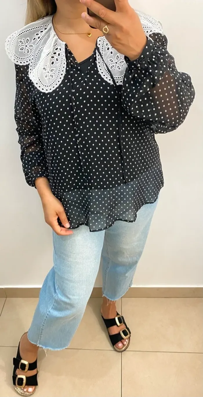 Blouse Claudie Pierlot Avec Col Claudine Taille 36-38 - photo numéro 4