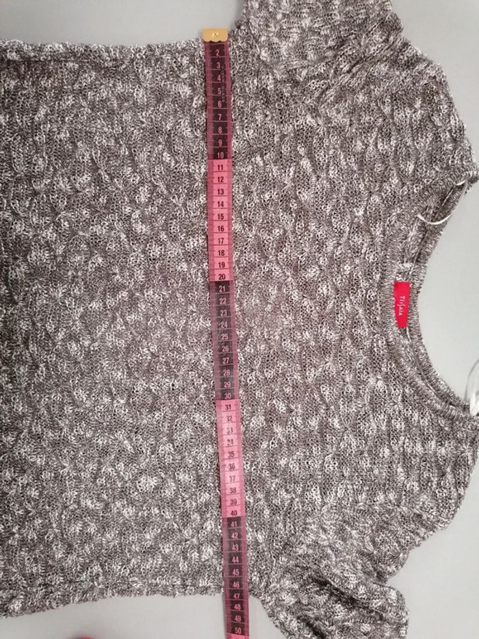 Pull chemise Tissaia marron-gris 42.44 - photo numéro 9