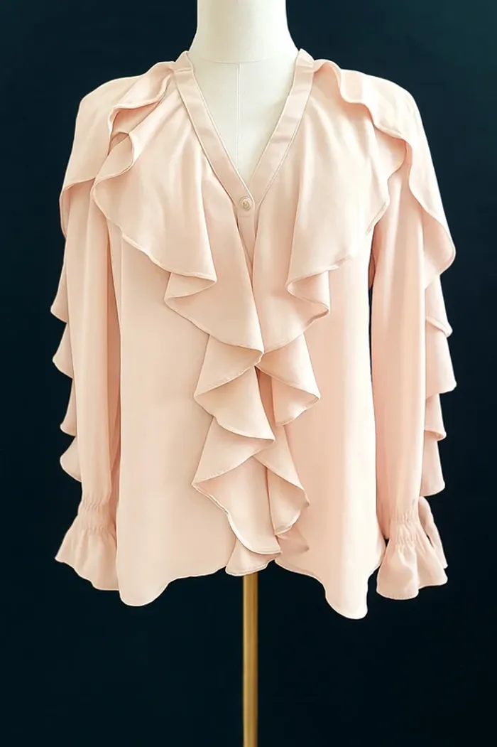 Blouse rose pâle à volants Zara – Taille S – style coquette romantique vintage chic