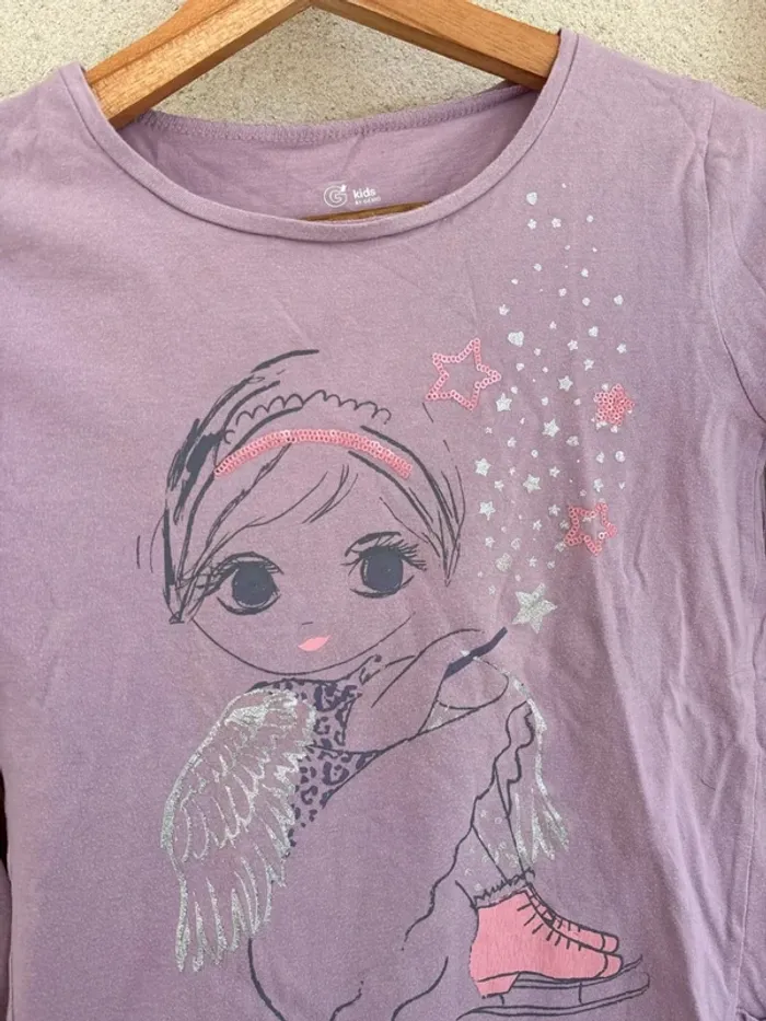 t-shirt violet à manches longues - photo numéro 3