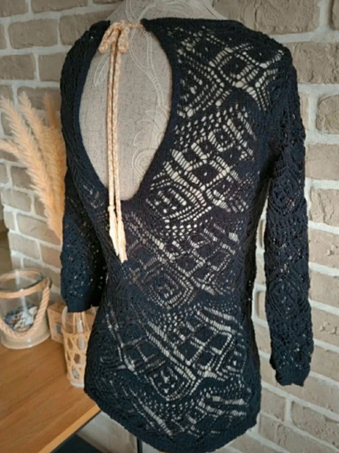 Pull en crochet noir dos ouvert La Redoute - photo numéro 11